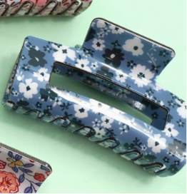 Floral Rectangle Claw Clips
