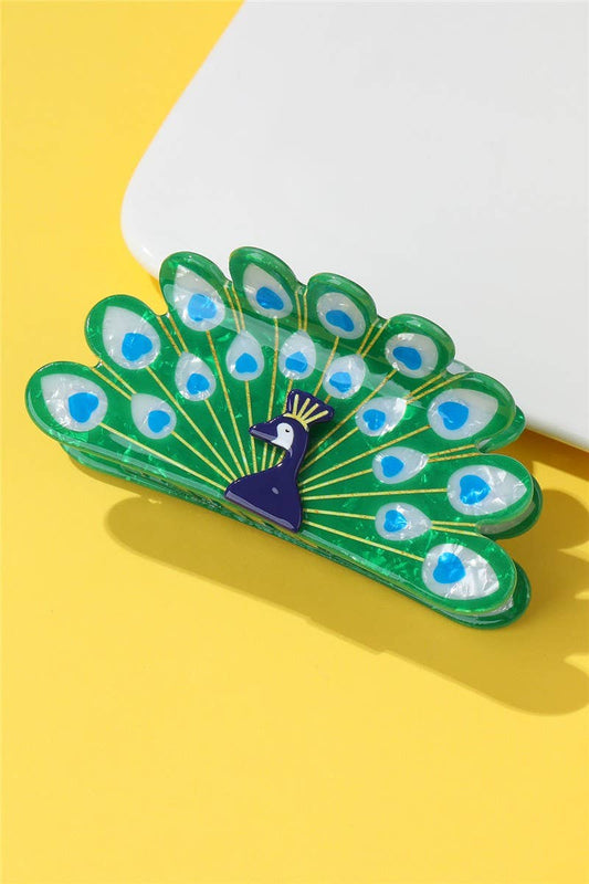 Peacock Motif Claw Clip