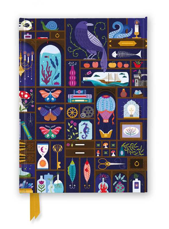 Decorative notebook cover with colorful illustrations on a dark blue background