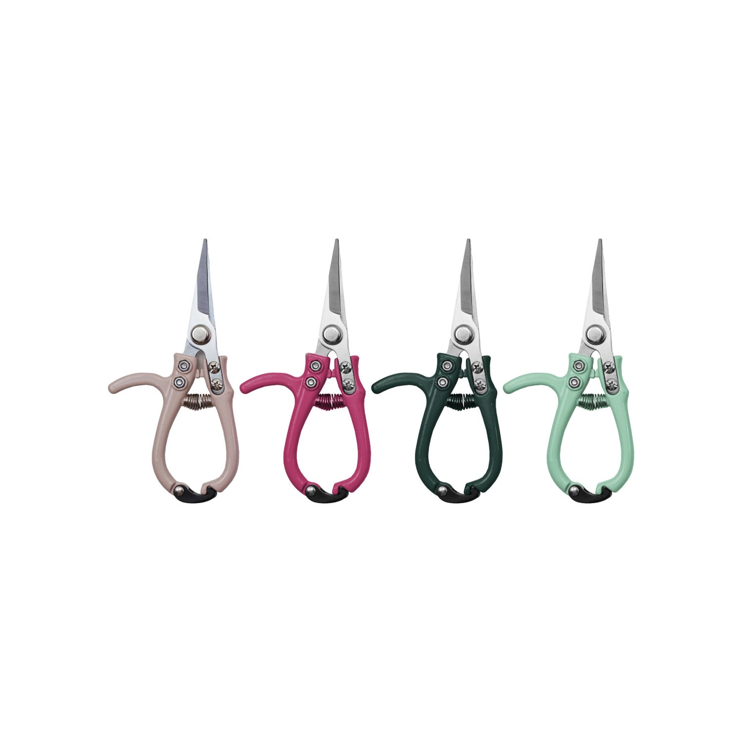 Carbon steel garden pruning shears with colorful enameled handles. Durable 6 ¾” design for precision trimming of flowers, herbs, and small branches.