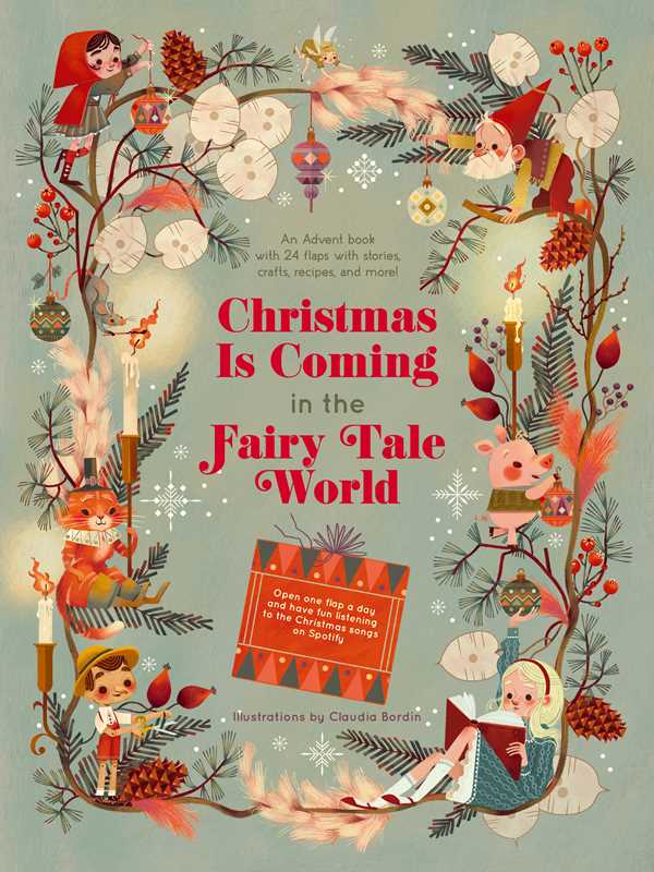 Book cover of 'Christmas Is Coming in the Fairy Tale World' with illustrations of children and animals in a fairy tale setting.