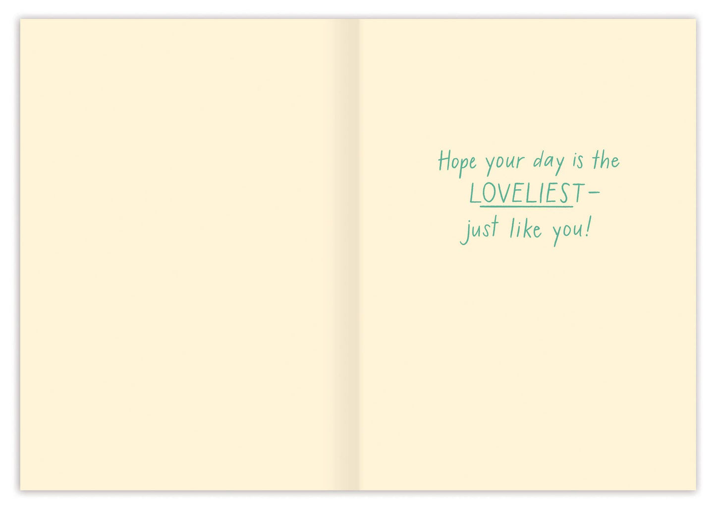 Full-color interior of the Citrus Cake Birthday Card with the message Hope your day is the loveliest — just like you!