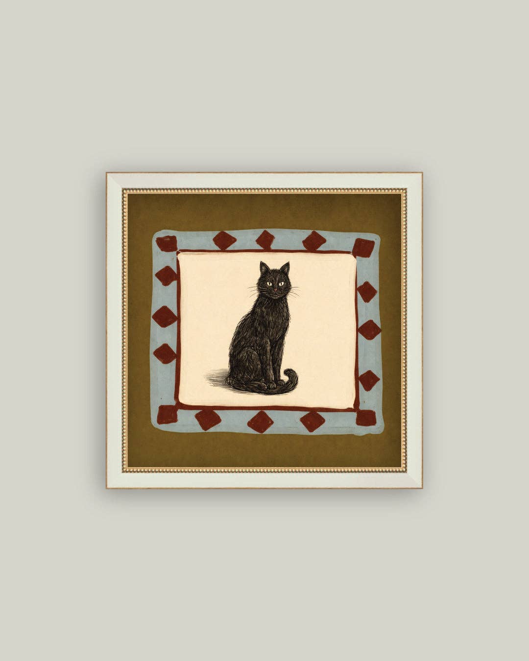 Watchful Black Cat Framed Art