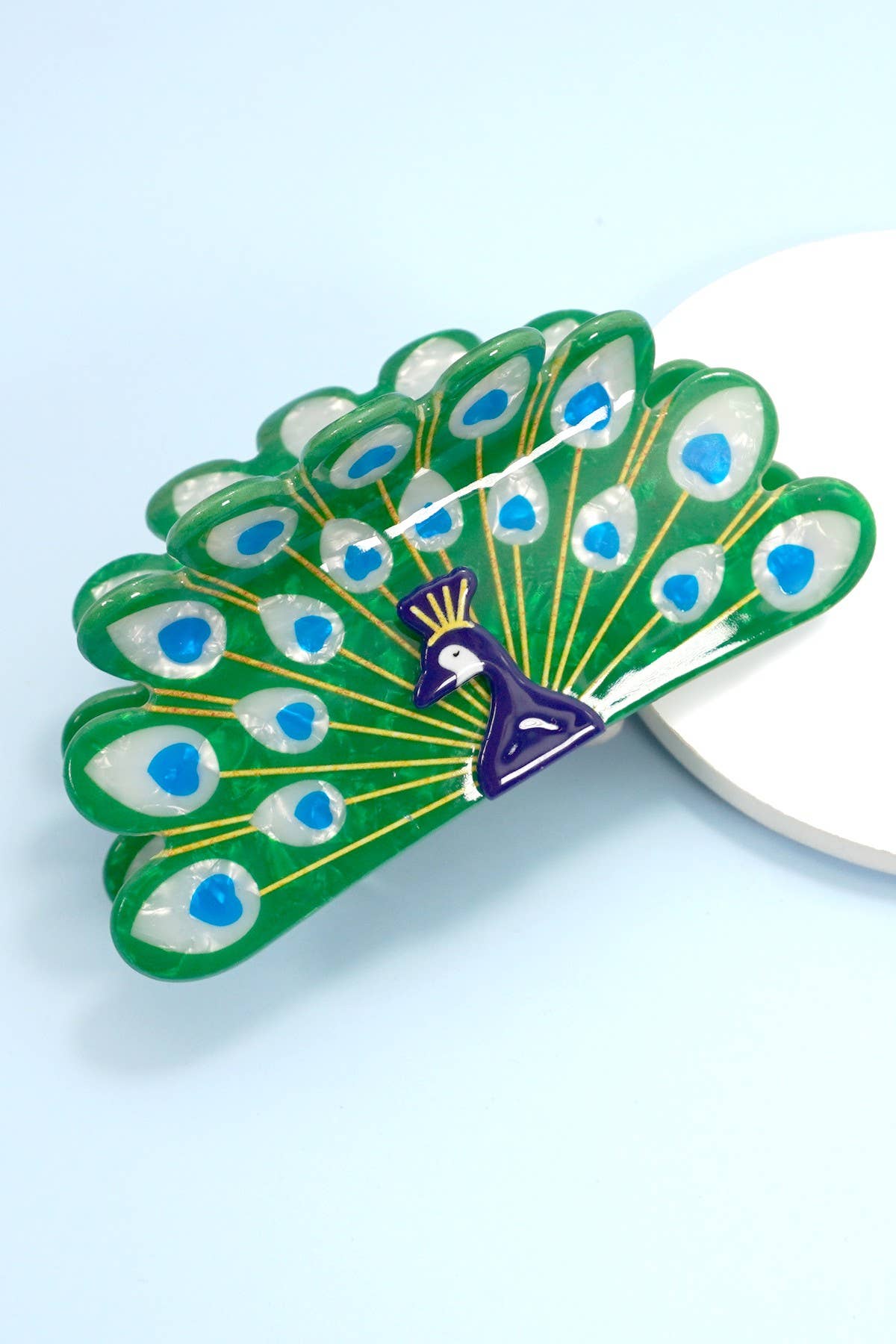 Peacock Motif Claw Clip