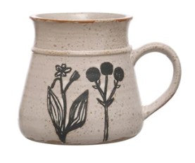 Debossed Stoneware Floral Mug , Various