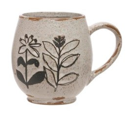 Debossed Stoneware Floral Mug , Various
