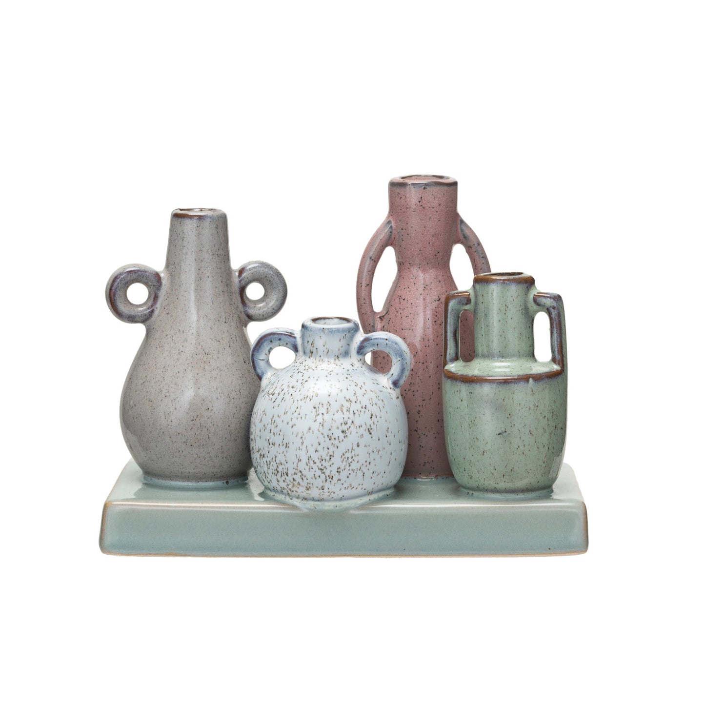 Stoneware Mounted Vases w/ Base (Each One Will Vary)