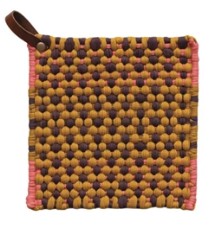 Cotton Crocheted Pot Holder w/ Leather Loop, 3 Styles