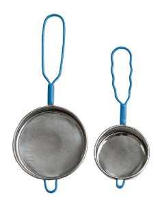 Stainless Steel Strainers w/ Enameled Handle, Set of 2