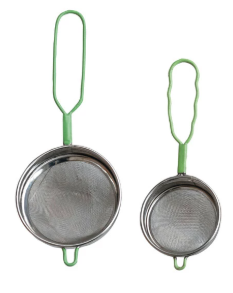 Stainless Steel Strainers w/ Enameled Handle, Set of 2
