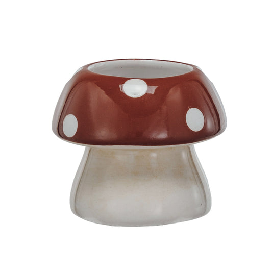 Hand-Painted Stoneware Mushroom Shaped Toothpick Holder