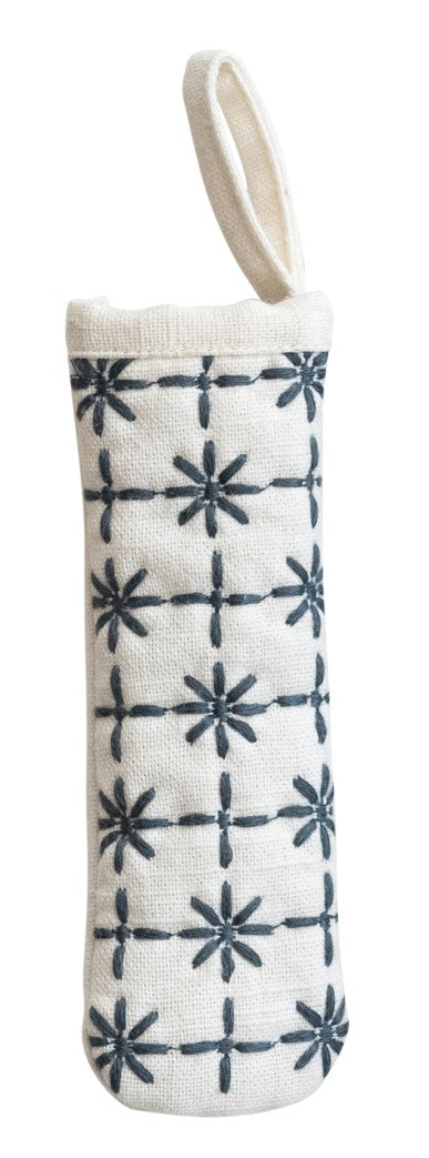 Cotton Pot Handle Cover with Embroidered Pattern & Loop, 4 Styles