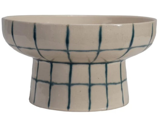 Hand-Painted Blocked Pedestal Bowl