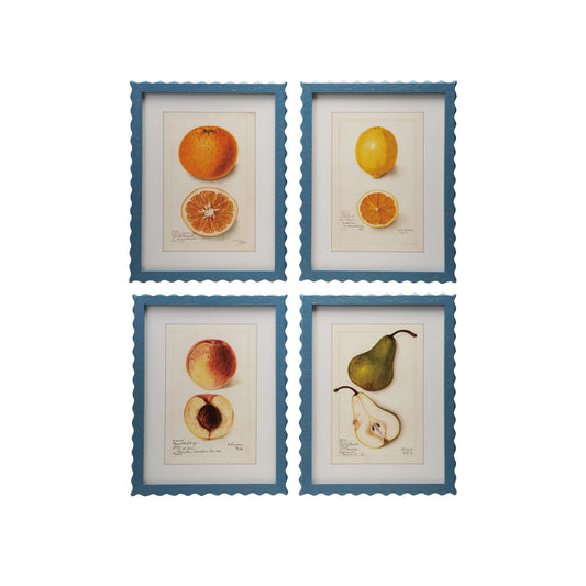 Framed Glass Wall Décor with Vintage Reproduction Image, 4 Styles