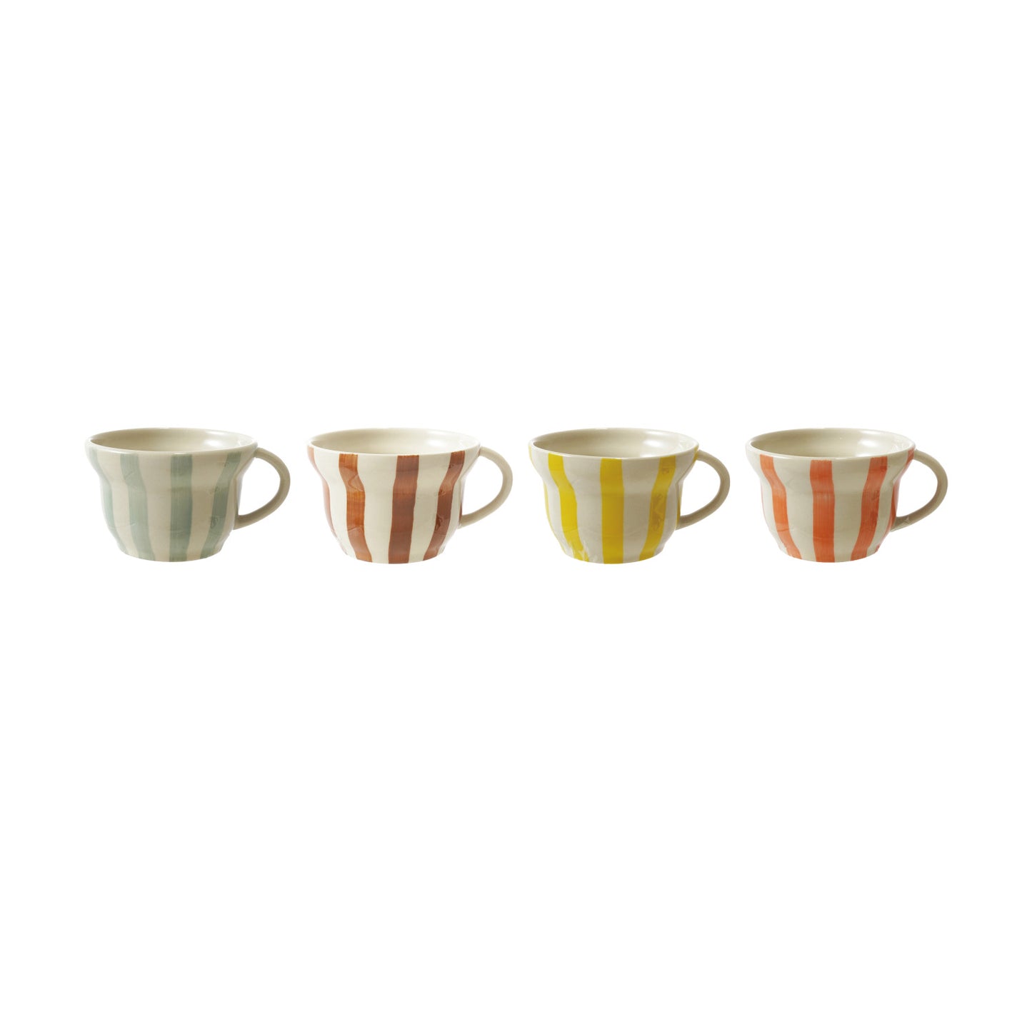 8 oz. Hand-Painted Stoneware Striped Mug, 4 Colors
