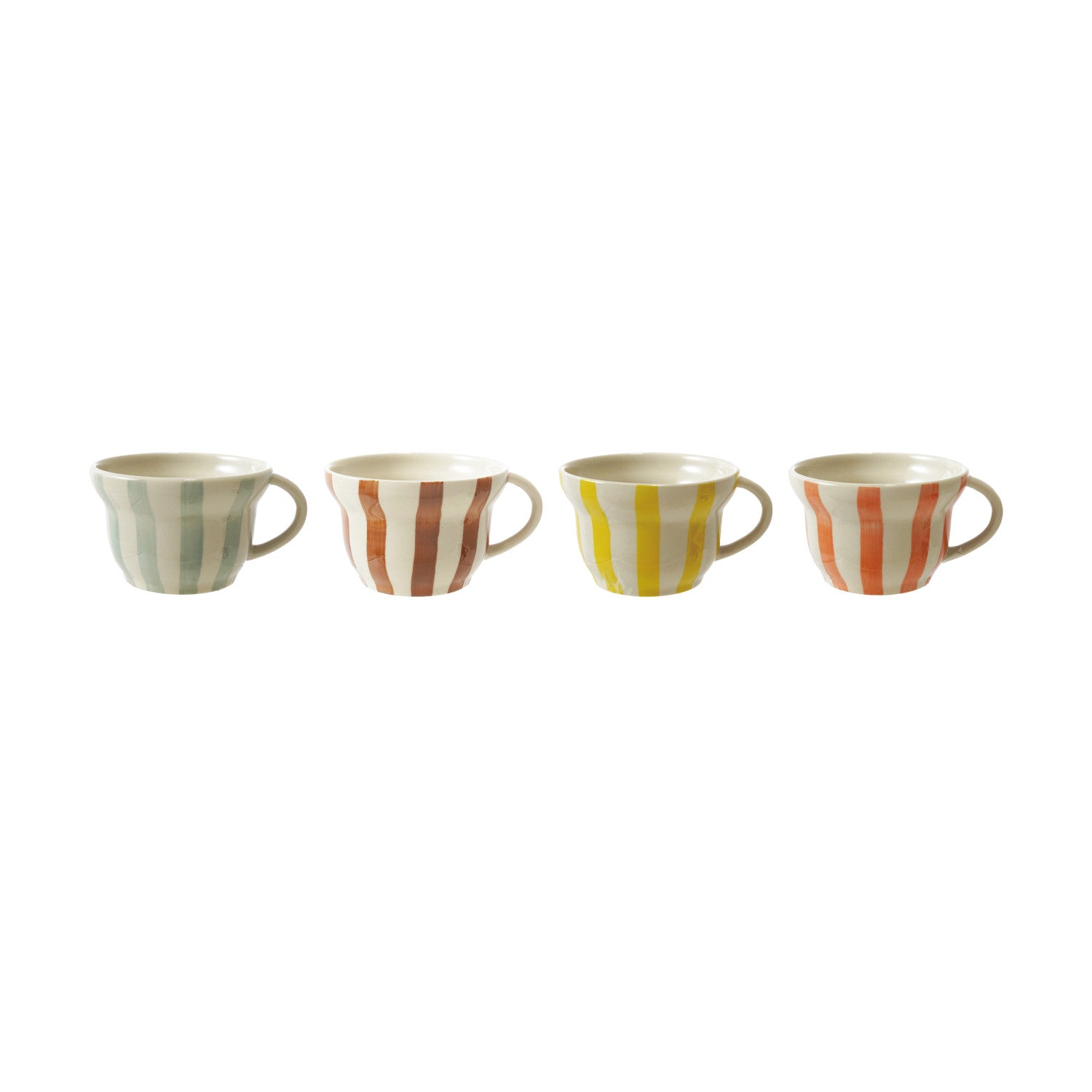 8 oz. Hand-Painted Stoneware Striped Mug, 4 Colors