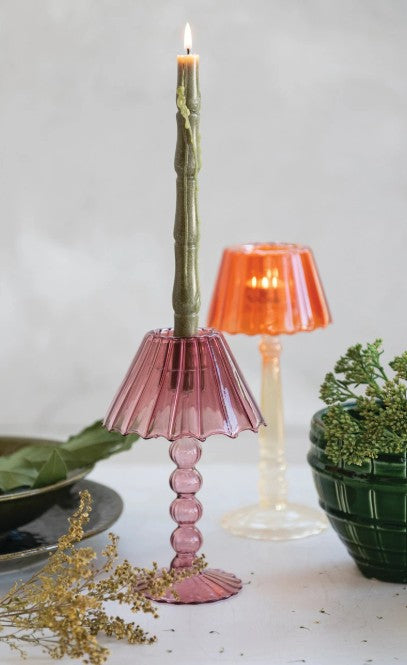 Glass Ribbed Table Light Tealight Holder