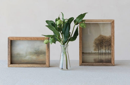 Mango Wood & Glass Floating Two-Sided Photo Frame