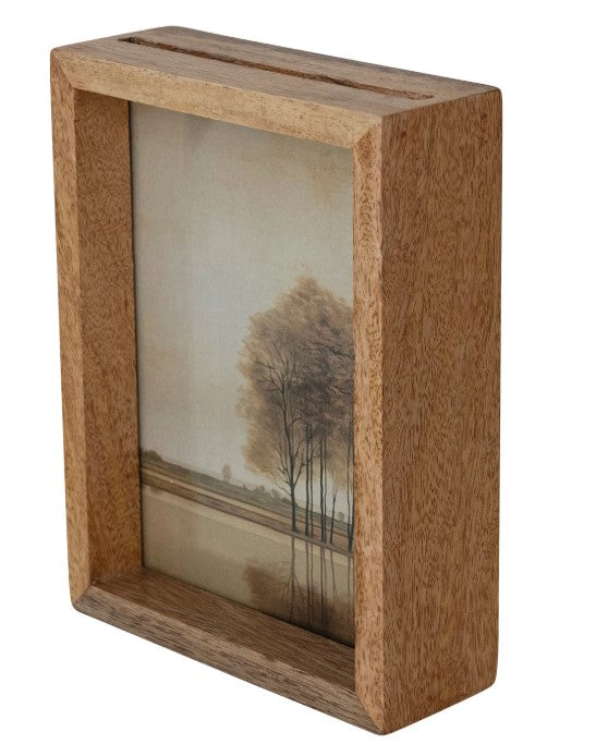 Mango Wood & Glass Floating Two-Sided Photo Frame