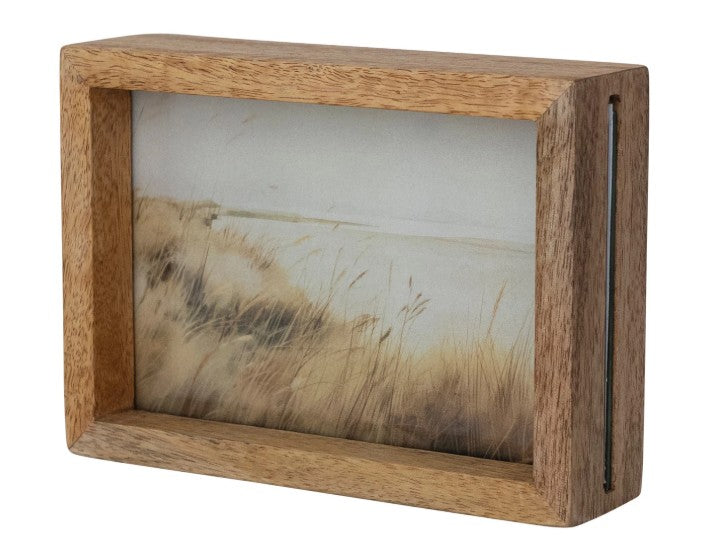 Mango Wood & Glass Floating Two-Sided Photo Frame