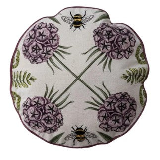 Round Cotton & Linen Pillow with Botanicals, 2 Styles