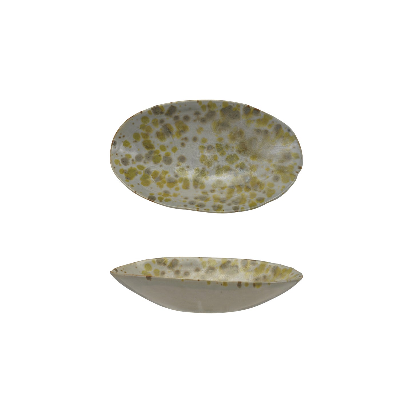 Stoneware Dish, Cream Color & Brown (Each One Will Vary)