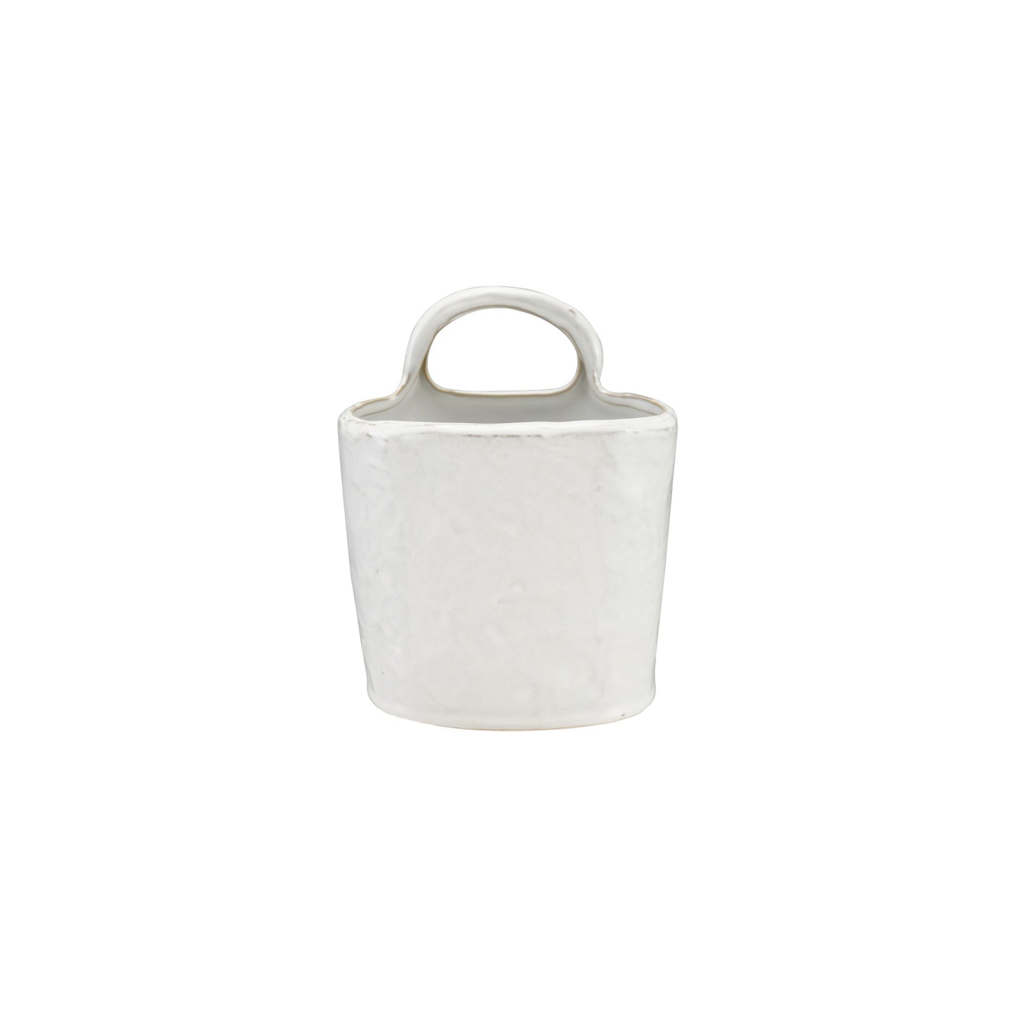 Stoneware Crock with Handle, White (Each One Will Vary)