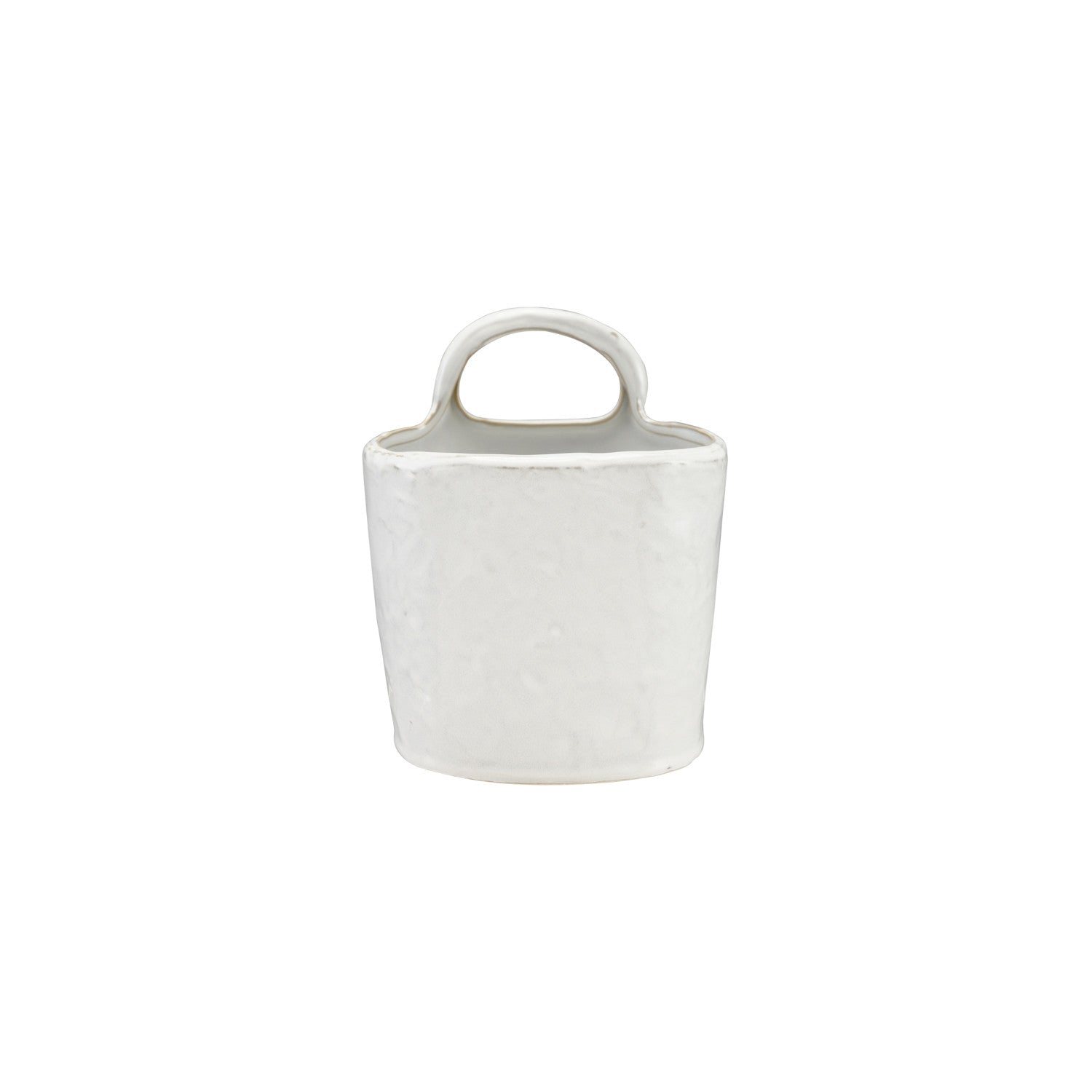 Stoneware Crock with Handle, White (Each One Will Vary)