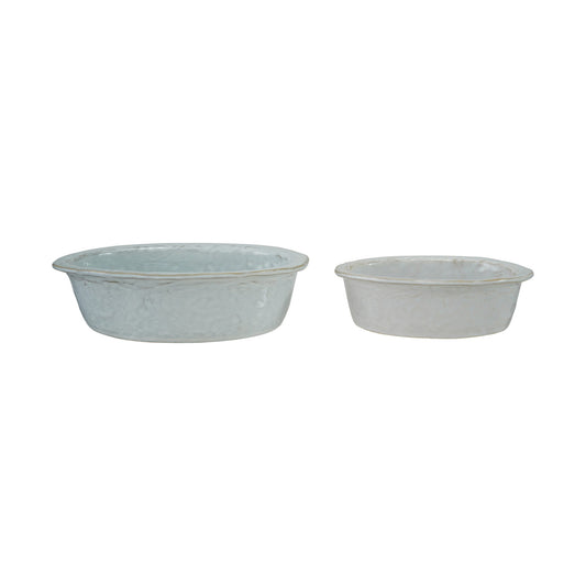 18 oz. & 8 oz. Oval Stoneware Bakers, White, Set of 2 (Each One Will Vary)