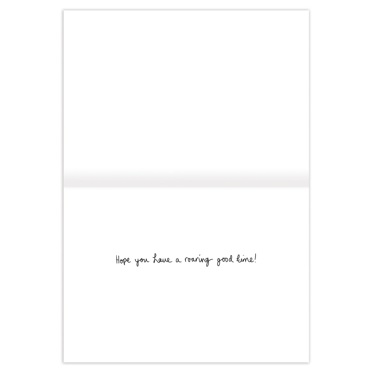 Inside of the Dino-mite Dinosaur Birthday Card with the message Hope you have a roaring good time.
