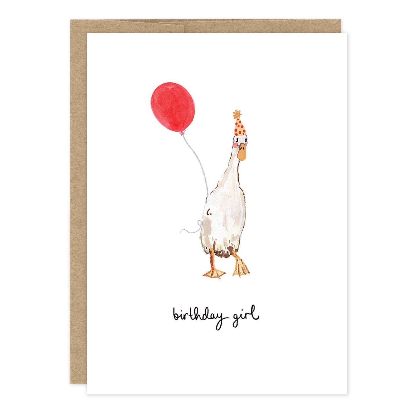Duck Birthday Girl Birthday Card illustrated by Louise Mulgrew featuring a charming duck design and a sweet celebration for her special day.