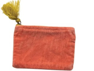 Cotton Velvet Zip Pouch with Tassel, 6 Colors