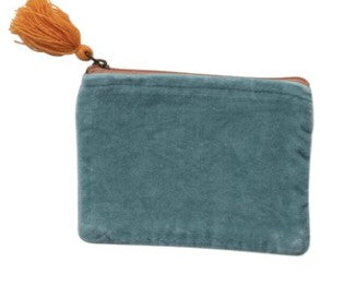 Cotton Velvet Zip Pouch with Tassel, 6 Colors