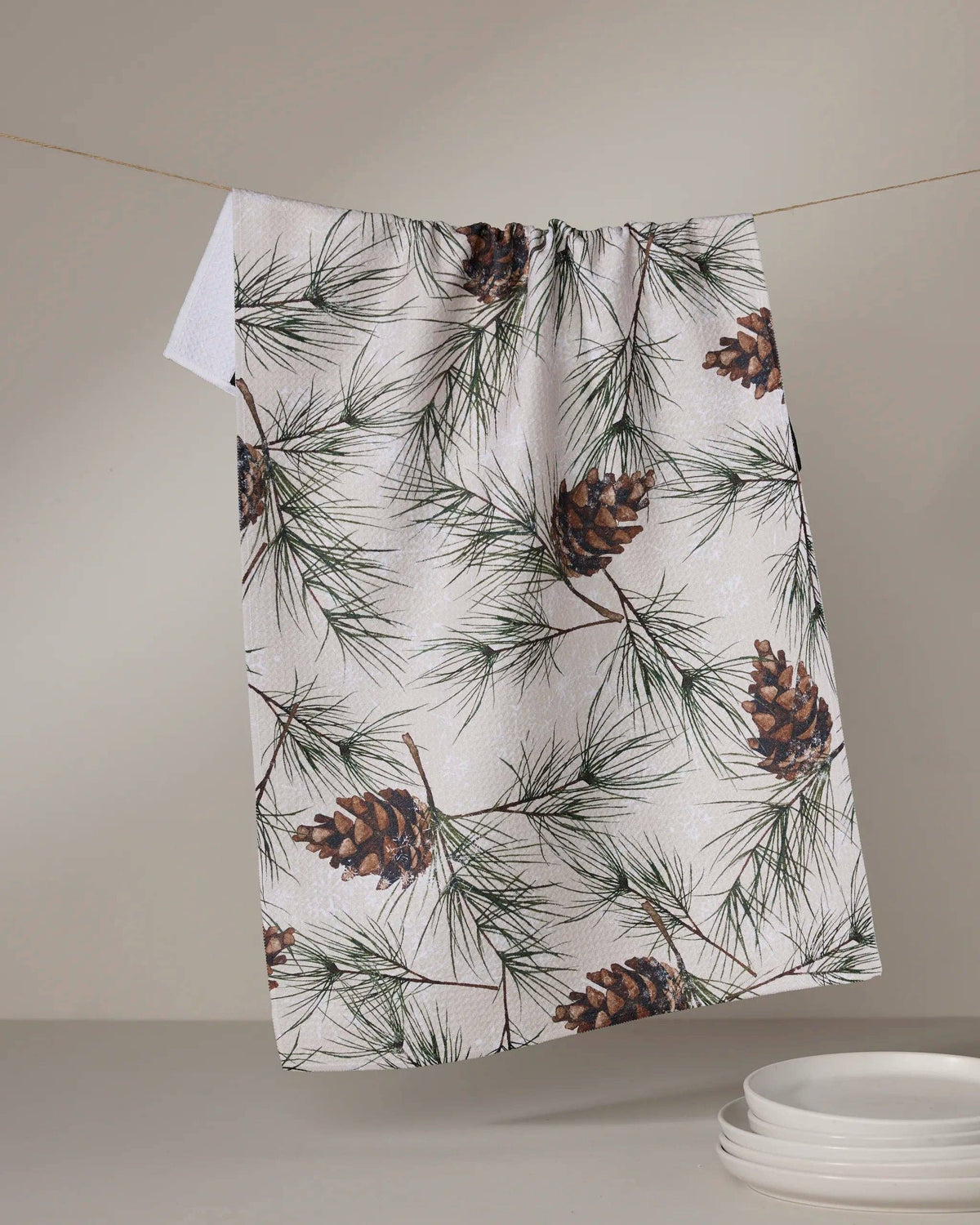Geometry Evergreen Frost Tea Towel