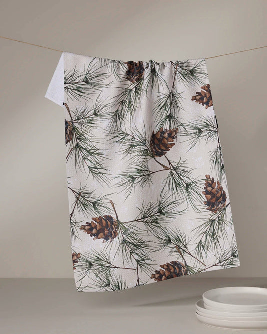 Geometry Evergreen Frost Tea Towel