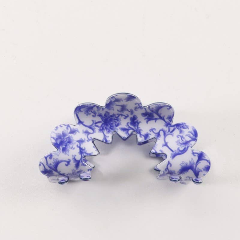 Vintage Porcelain Style Half Moon Claw Clip