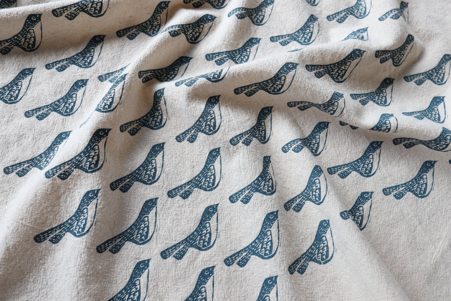 Bird Kitchen Towel, Handprinted Bird Tea Towel