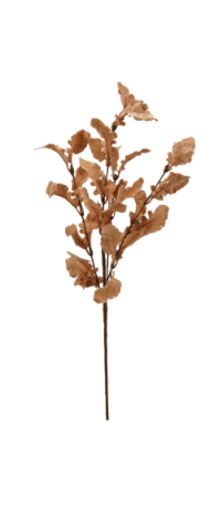A single artificial oak leaf stem with realistic orange leaves and a dark brown stem.