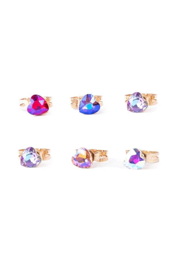 Gem of My Heart Spinner Ring with a sparkling faceted heart gemstone that spins on an adjustable band, a fun fidget ring for kids and party favors.