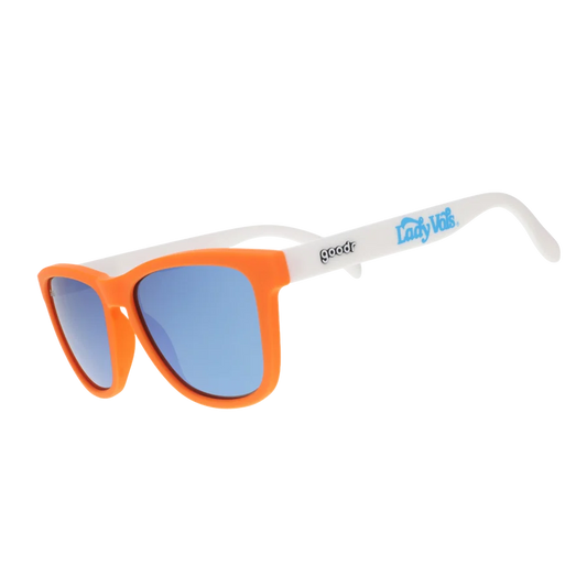 Goodr Ball Like a Lady Vol officially licensed University of Tennessee sunglasses with blue reflective lenses for Lady Vols fans.