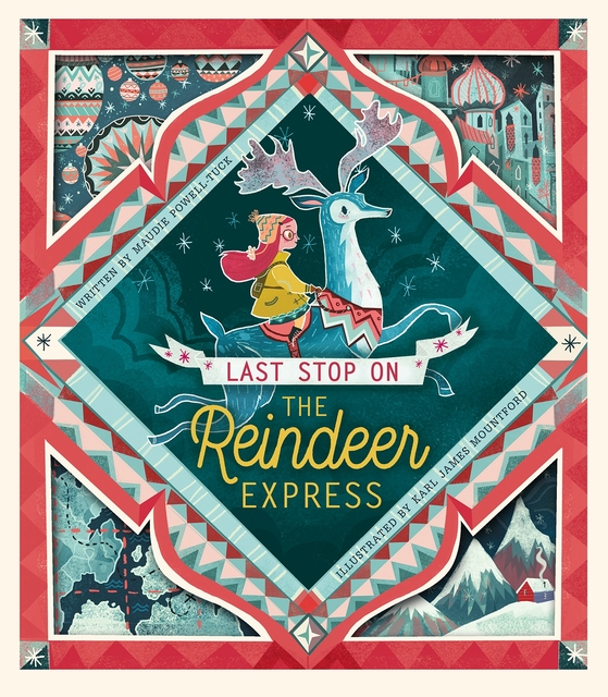 Cover of Last Stop on the Reindeer Express, an interactive Christmas picture book for children ages 3 to 7 with doors and peek-through pages.