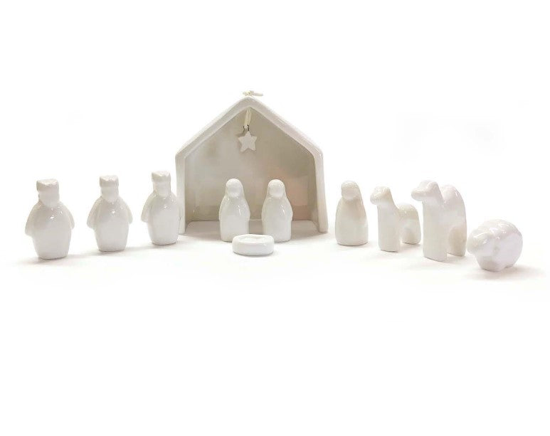 Mini Keepsake Nativity Set featuring 11 detailed ceramic figures, a timeless Christmas decoration and meaningful holiday keepsake.