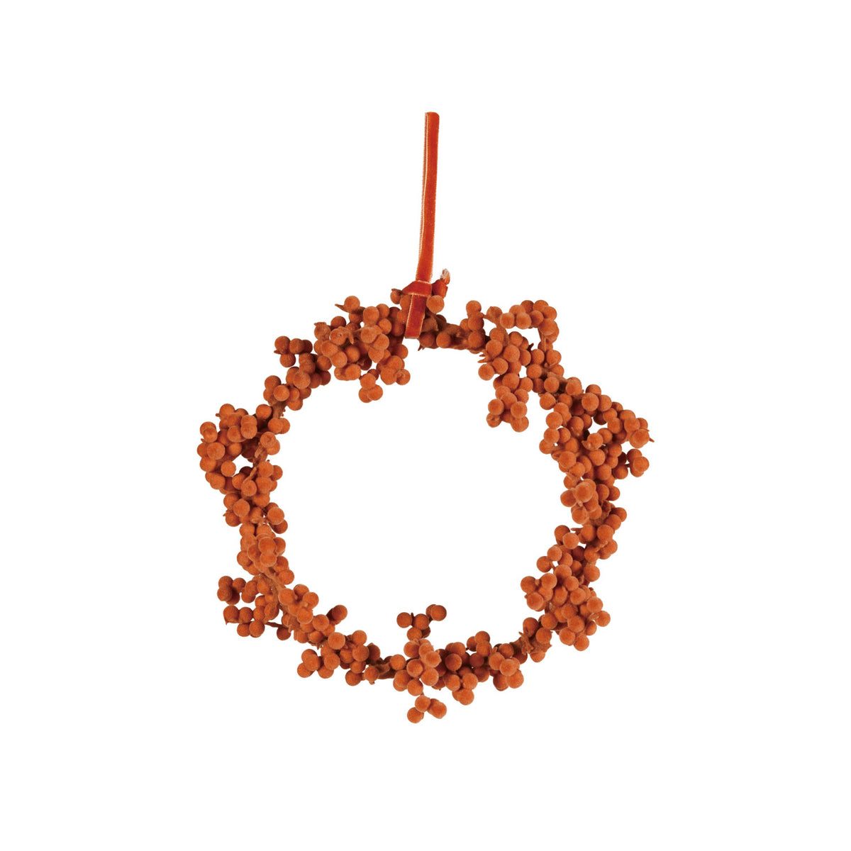 Decorative wreath with orange berries on a white background