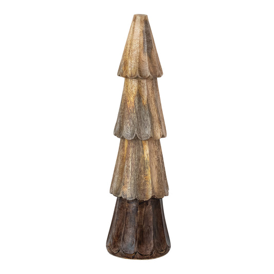 Carved Mango Wood Tree - 12"H