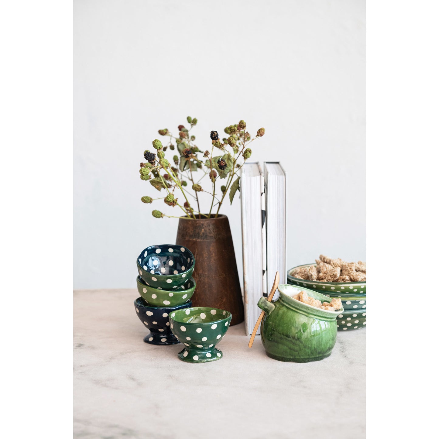 Two-Tone Footed Bowl w/ Wax Relief Dots