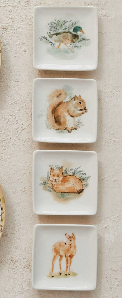 4" Stoneware Dish w/Wildlife