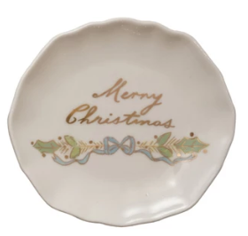 Stoneware Round Christmas Saying Dish
