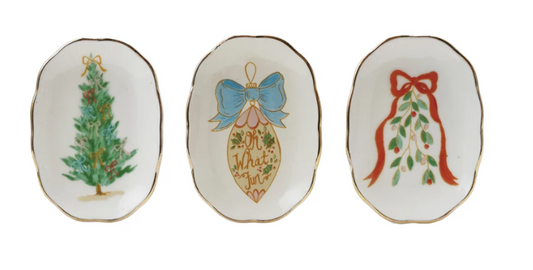 Stoneware Scalloped Dish Holiday