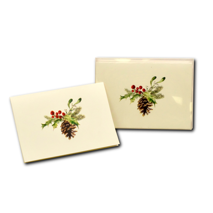 Christmas Pine Cone Notecards, 8Ct.