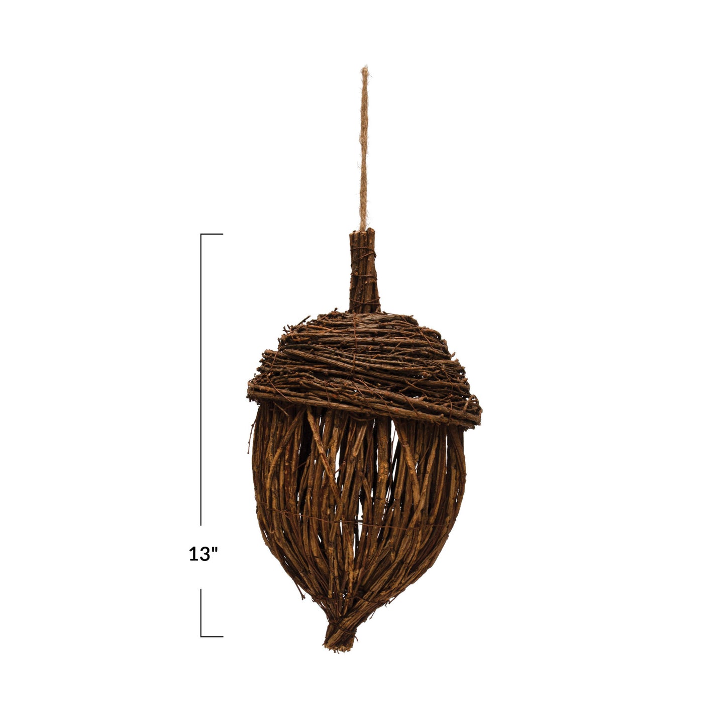13" H Rattan Acorn Ornament